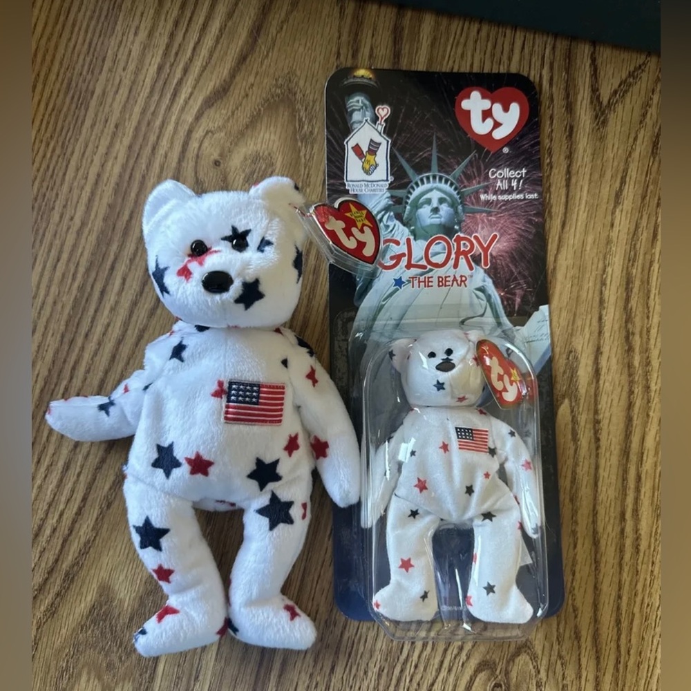 New Ty Beanie Baby Set GLORY McDonalds Teenie & Regular Beanie MWMT. Excellent
